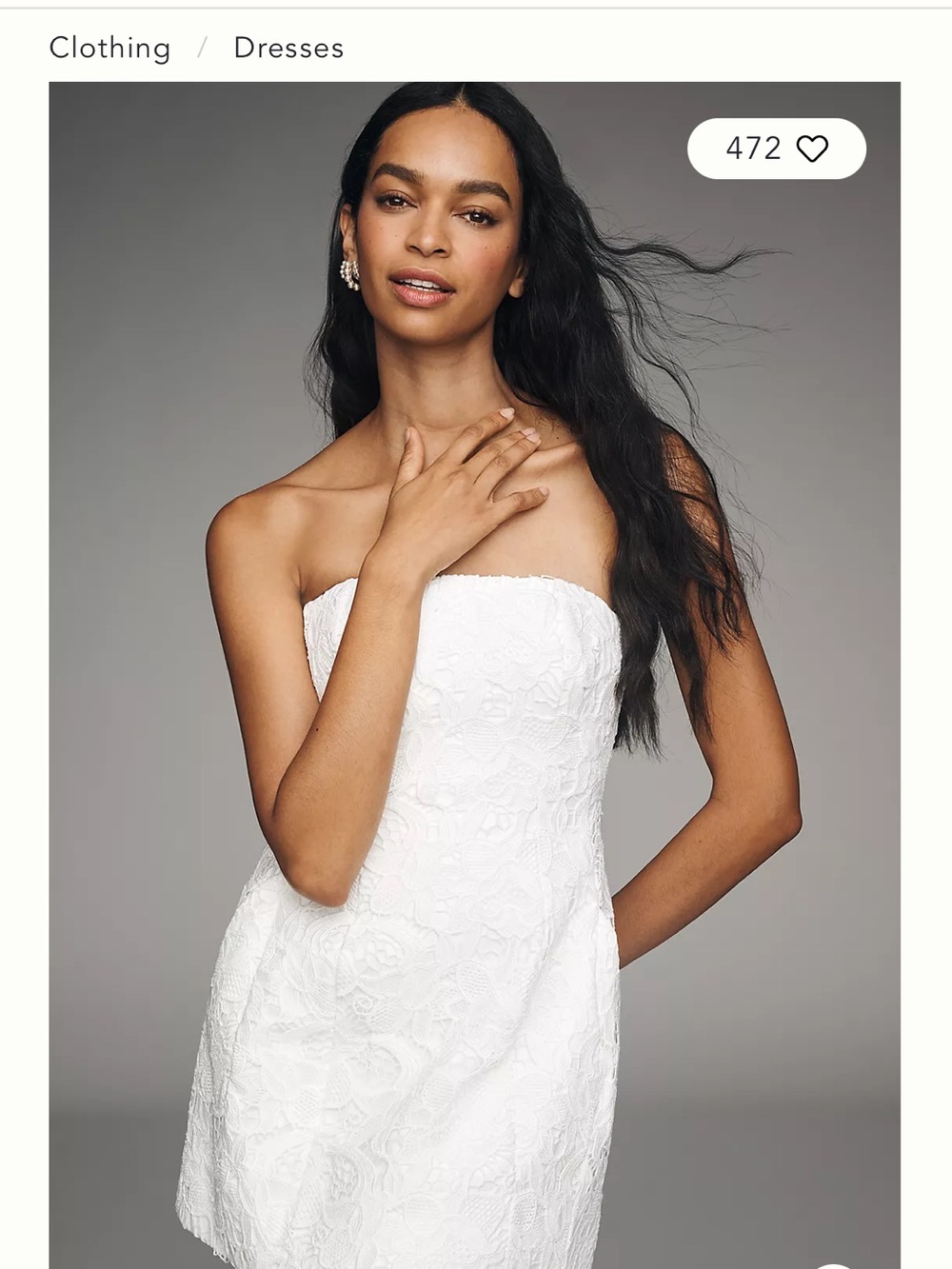 Anthropologie White Strapless Lace Mini Dress